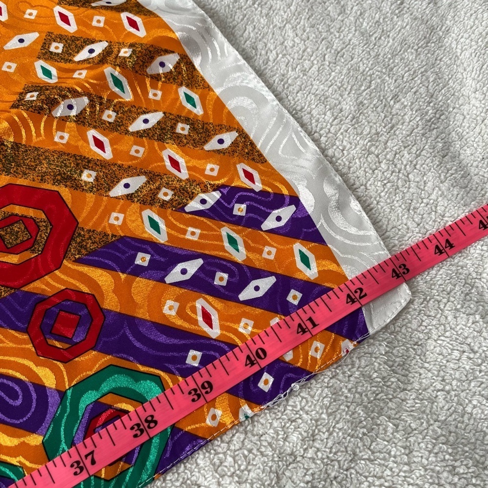 Vintage Jacquard Skirt + Scarf Set, Vibrant Multicolor Print. Women Sz 6 - Picture 15 of 16